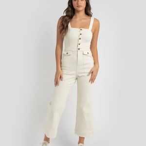 H&M Cream Button-Front Jumpsuit